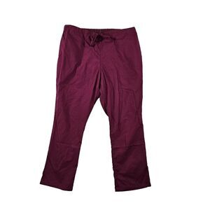 Cherokee Womens Workwear Pants Straight Leg Drawstring Waist Pocket Pink‎ Medium